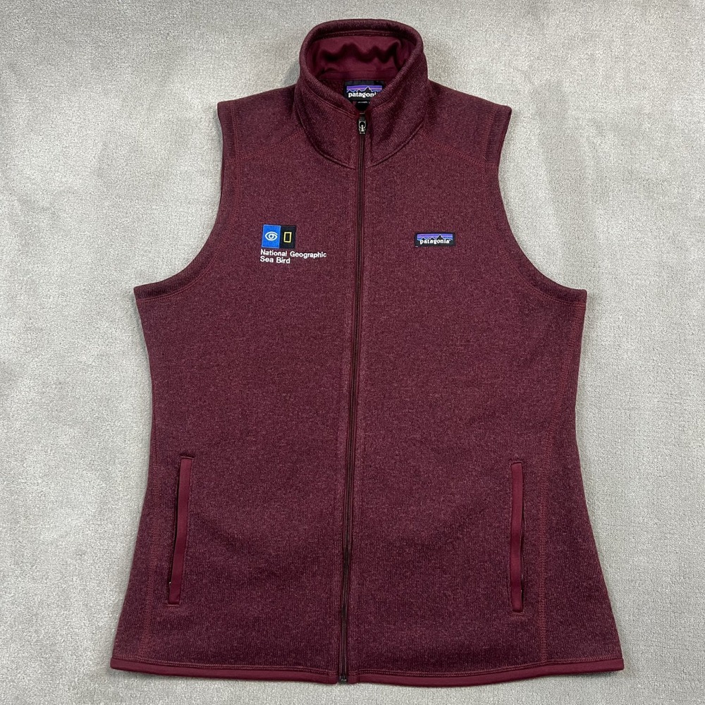 Patagonia Better Sweater Vest Mens XL Burgundy National Geographic Sea Bird Zip